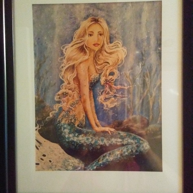 Blonde Mermaid Painting Print, Beach House Wall Art Decor. -  Canada