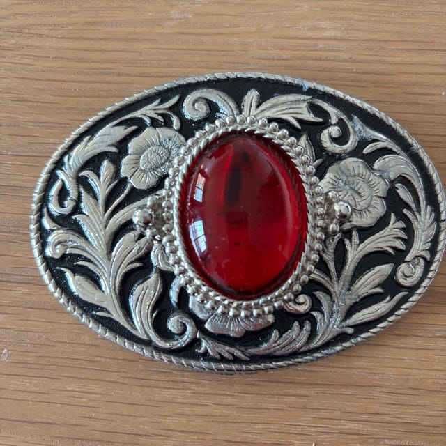 Vintage 1997 Red Bluff Buckle Co Novice Penning Rodeo Ruby Stone Belt Buckle Cowboy Buckle With Ruby - Etsy main image 3