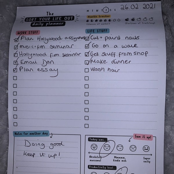 PRINTABLE Digital Download A5 Daily Planner Desk Pad Work/life Balance ...