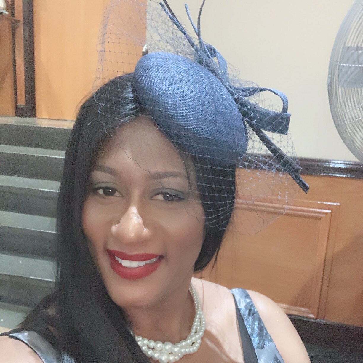 Navy Blue Pillbox Hat With Birdcage Veil and Quills Dark Etsy