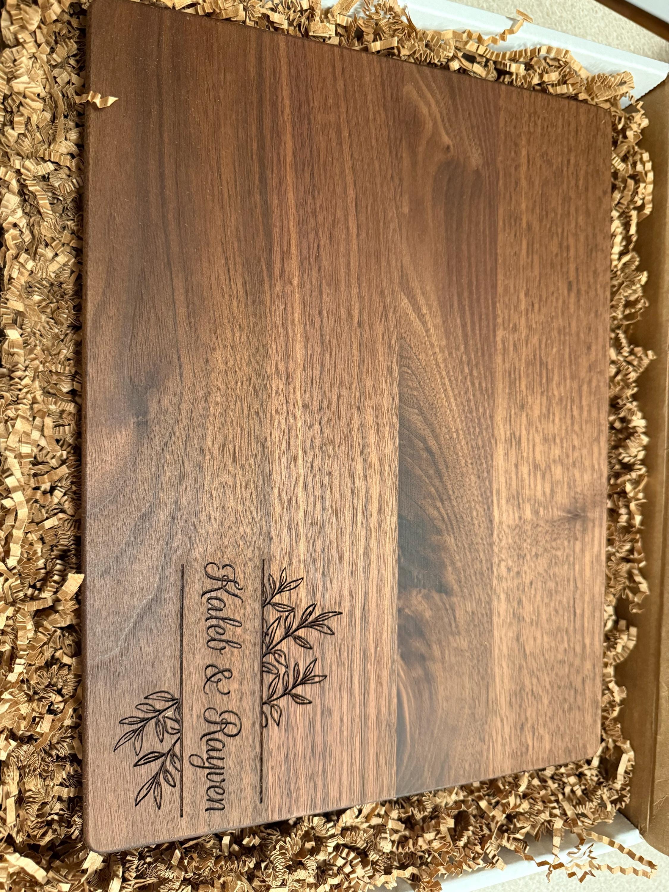 Wood Cutting Board, Personalized Cutting Board, Floral Engagement Gift For Couple, Personalized Charcuterie Board, Engraved Wedding
