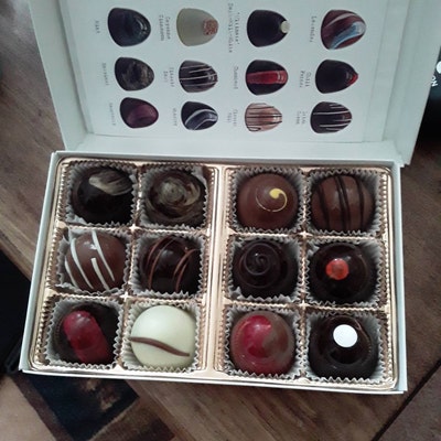 A Box of Handmade Chocolate Truffles, Gift Box, Chocolate Favors ...