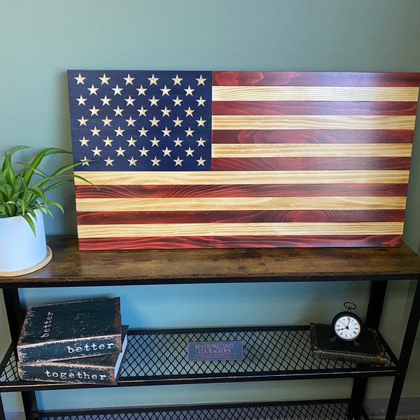 Rustic Flag (sizes 26x14 to 60x33), Customizable, Wooden Flag, Medium ...