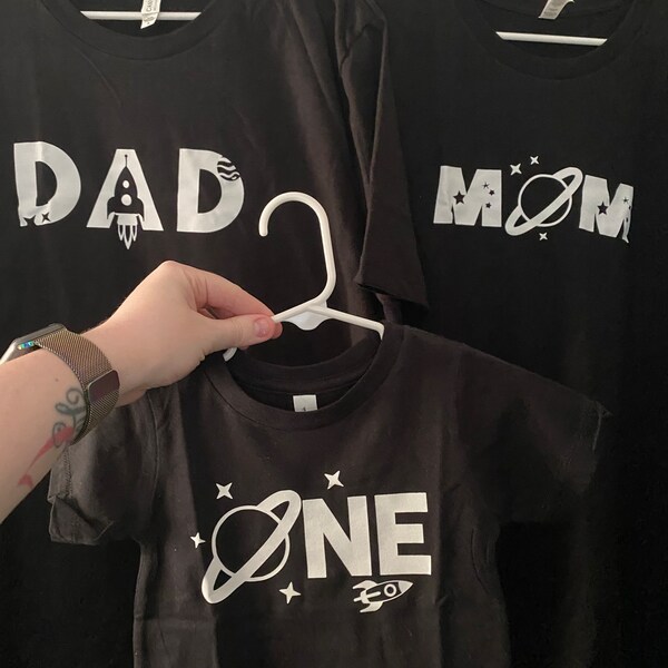 Personalized Space Themed Mom Dad Matching Shirt, Mommy and Dad and Me ...