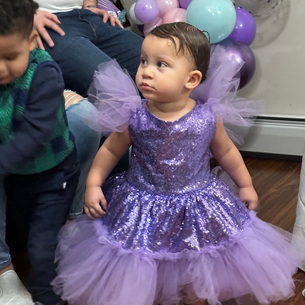Easter Dress Toddler, Lavender and silver dress, Lavender party dress, Baby girl Lavender dress