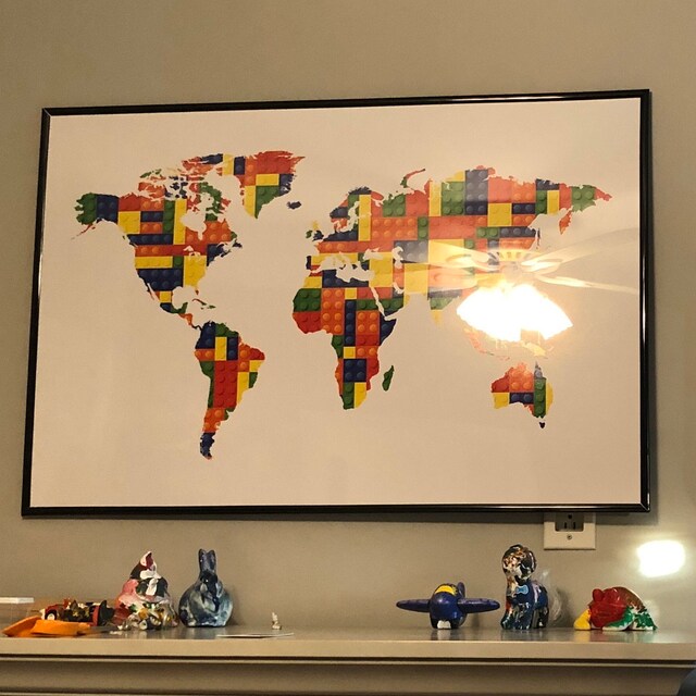 Lego World Map Print Lego Inspired Art World Map Decor Lego | Etsy