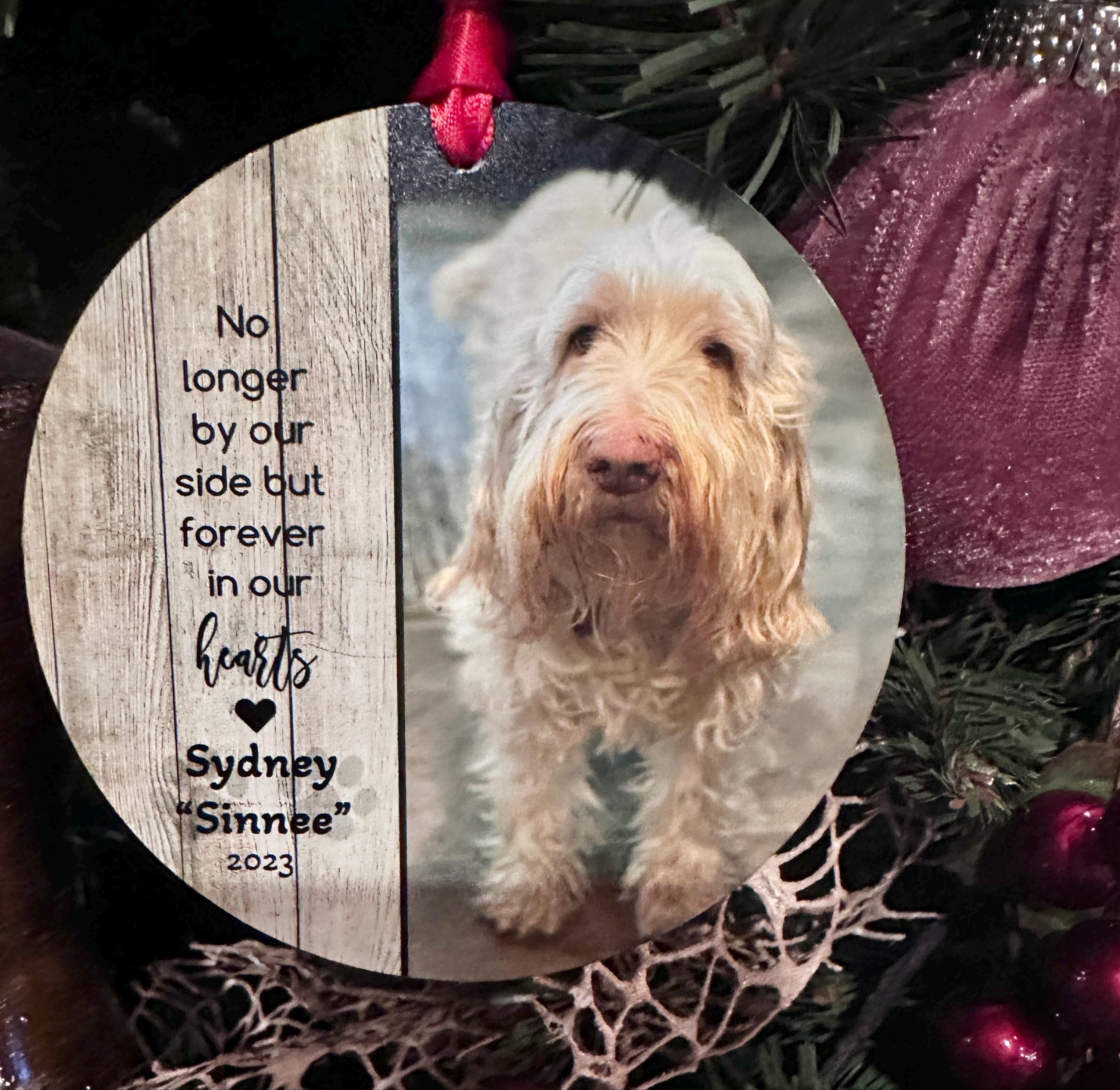 Personalized Pet Sympathy Gift - Christmas Photo Ornament - 4" or 6 (JUMBO)" - Personalized Christmas Ornament - Dog Memorial Photo