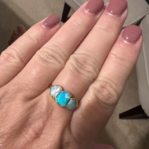 Customer photo from kelly, Three Stone Raw Australian Opal Ring