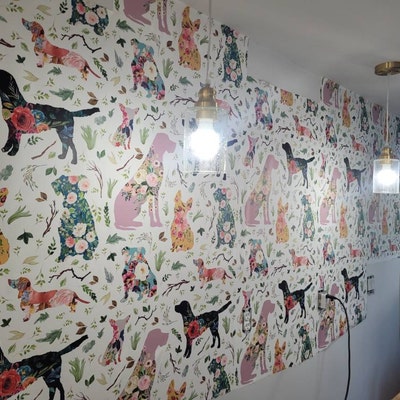 Floral Dogs Wallpaper 8 Patchwork Dogs by Shopcabin Floral Dogs Custom