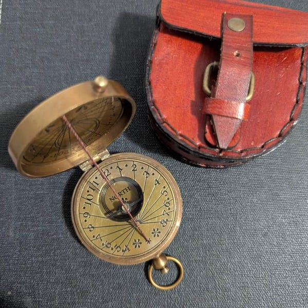 Handmade Antique Style Thread Brass Compass Nautical With Leather Case ...