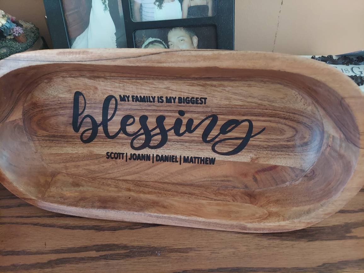 Personalized Prayer Bowl, Religious Gifts, Engraved Wooden Bowl, Easter Home Decor, Dough Bowl, Christian Gifts, Table Centerpiece, Hosting