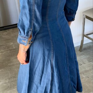 Tencel Denim Dress: Vintage-inspired Fit & Flare With Rose Buttons