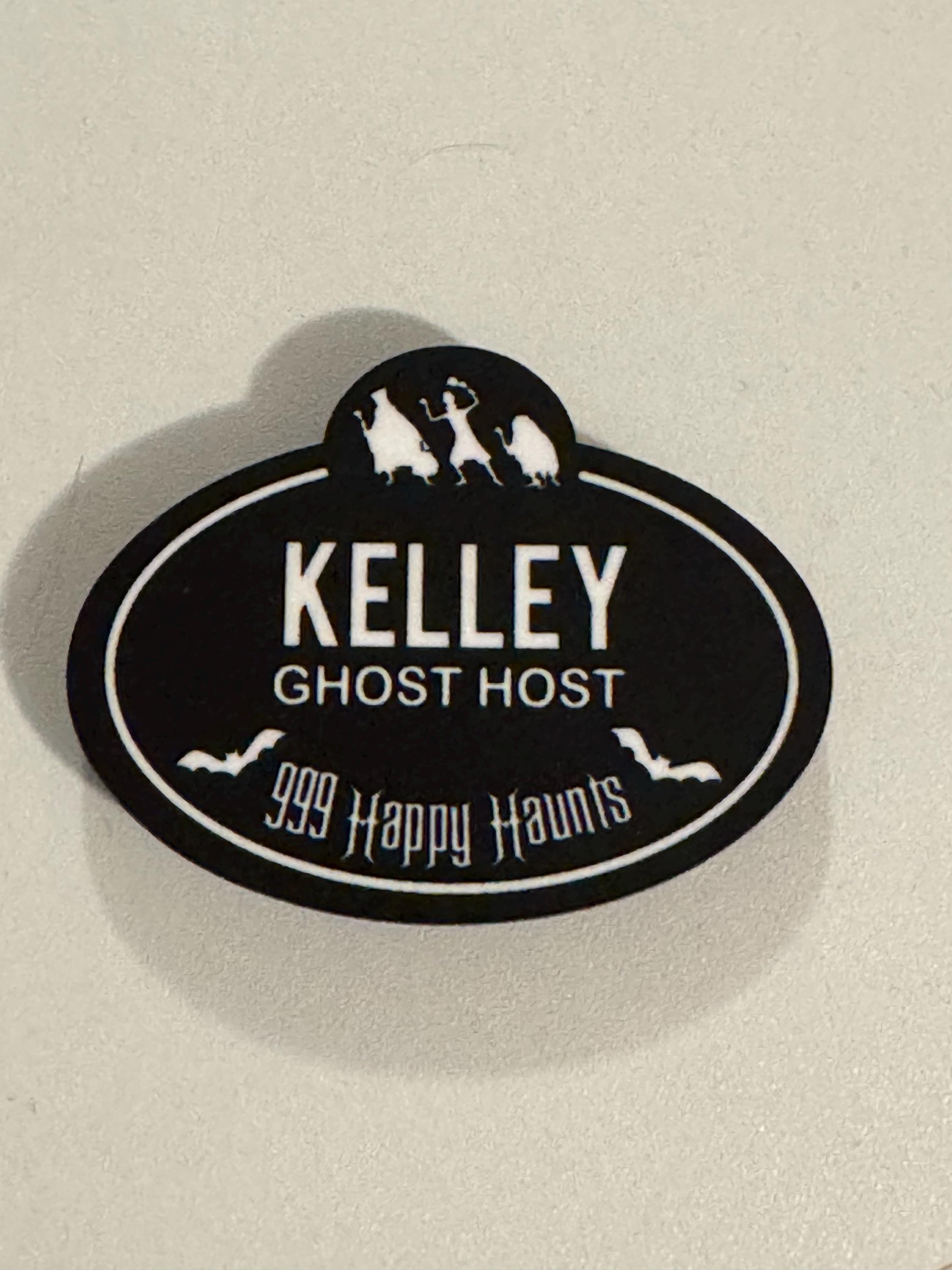 CM Halloween Ghost Host Pin Badge, Haunted Mansion Halloween pin, employee pin, halloween disney pin, Personalized Disney Name Tag
