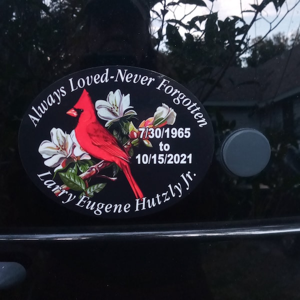 In Memory of Personalized Vinyl Decal Cardinal Theme Always Loved Never ...
