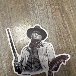 Cowboy Fly Fishing Sticker, Western Sticker, Trout Sticker, Rifle ...