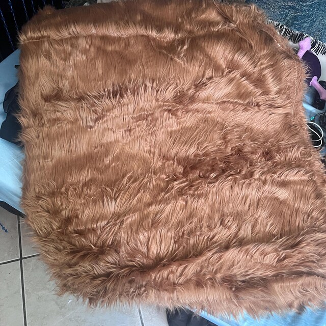 Light Brown Shaggy Mohair Animal Long Pile Faux Fur Fabric by the