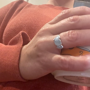 Customer photo from Emily, Triple Raw Aquamarine Ring in Yellow Gold, Smooth Stones