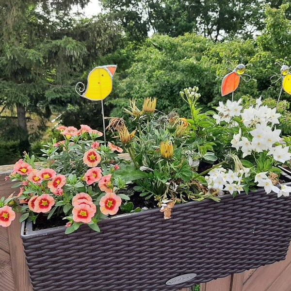 Biene aus Glas, Gartenstecker, orange, Garten Geschenk