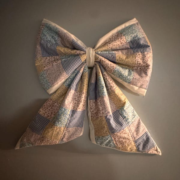 Patchwork Bow Tutorial Large Patchwork Quilted Bow Sewing Pattern PDF – Beginner Friendly ...