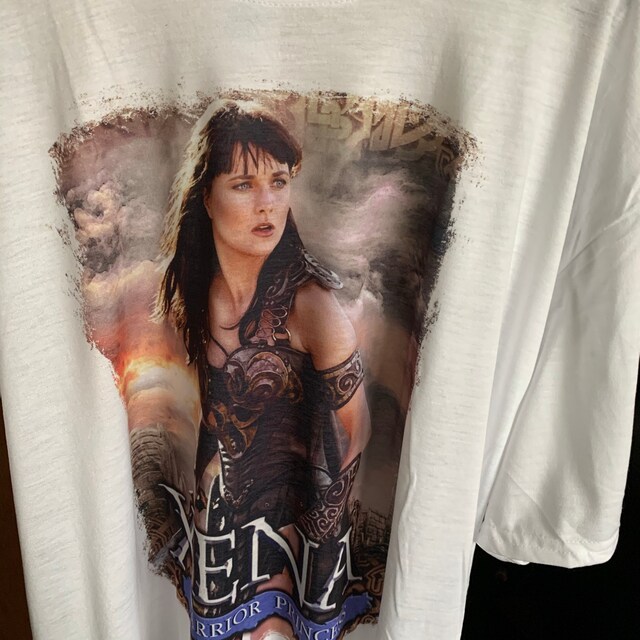 T-shirt Vintage Années 90 Xena Warrior Princess - Taille XXL, Délavé, Coupe Boxy, Occasion Très Bon état