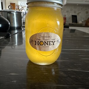 Custom KRAFT Honeycomb Oval Honey Labels for Quilted Mason Jars ...