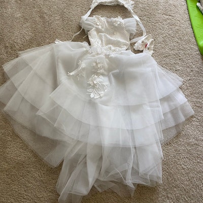 Baby Christening Bodysuit Tulle White Christening Gown With - Etsy
