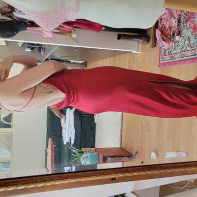 Bali DIY Cowl Neck Slip Dress Pattern W Side Slit, Spaghetti Strap Low