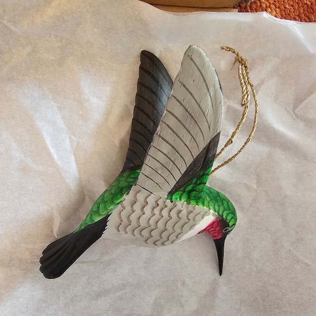 Hand Carved Wooden Hanging Hummingbird – 3.5