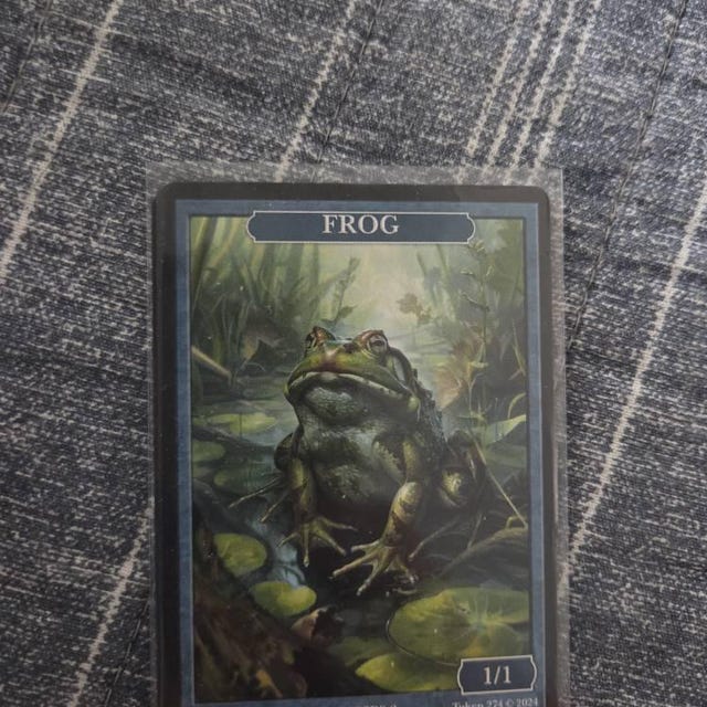 mtg cards with frogs in the art Frog Put a +1/+1 counter on Psychic Frog.Exile three cards from your graveyard Long River Lurker Bloomburrow