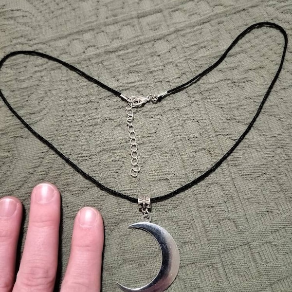 Big Tibetan Silver Crescent Moon Pendant on 925 Plated or Stainless ...