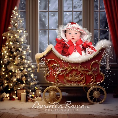 Santa Holding Snow Globe Backdrop, Santa Claus With Crystal Snowglobe