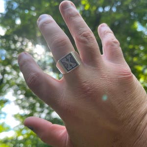 Large Traditional X Signet Ring in Sterling Silver - Etsy Large Traditional X Signet Ring in Sterling Silver - Etsy