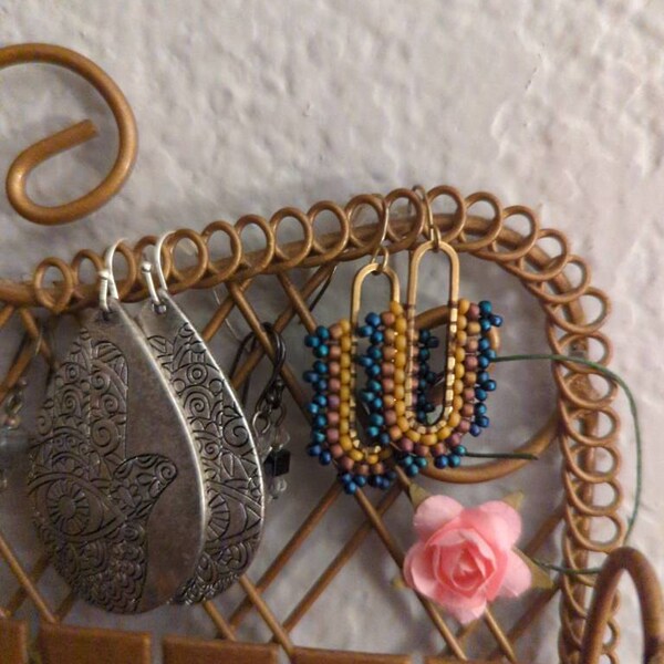 Woven Seed Bead Hoops Flower Hoops 90 s Style Jewelry Beaded Flower Hoop Earrings Flower
