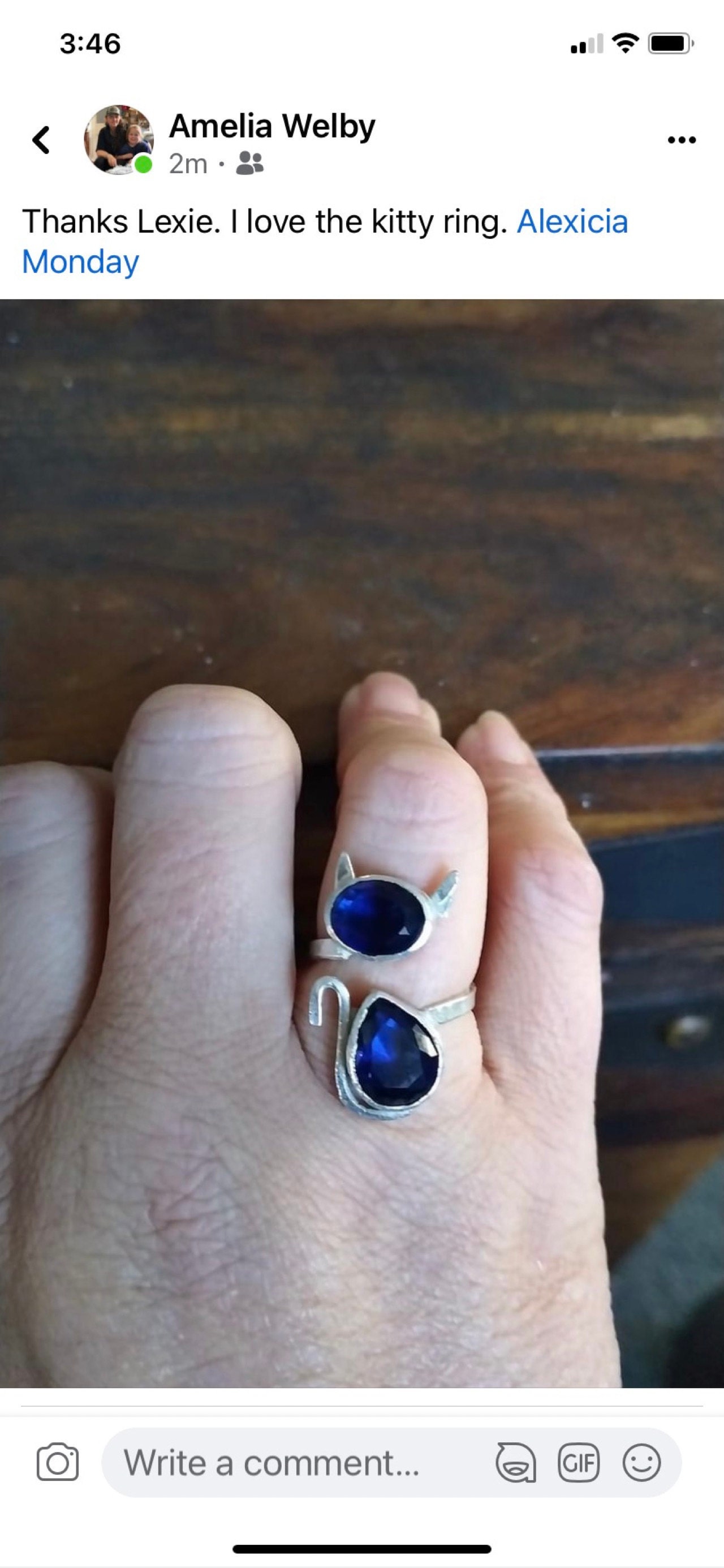 Cat Sapphire Ring Sapphire Jewelry Sterling Silver Ring, Engagement Ring, Statement Ring, Birthstone Ring Valentines Day Gift