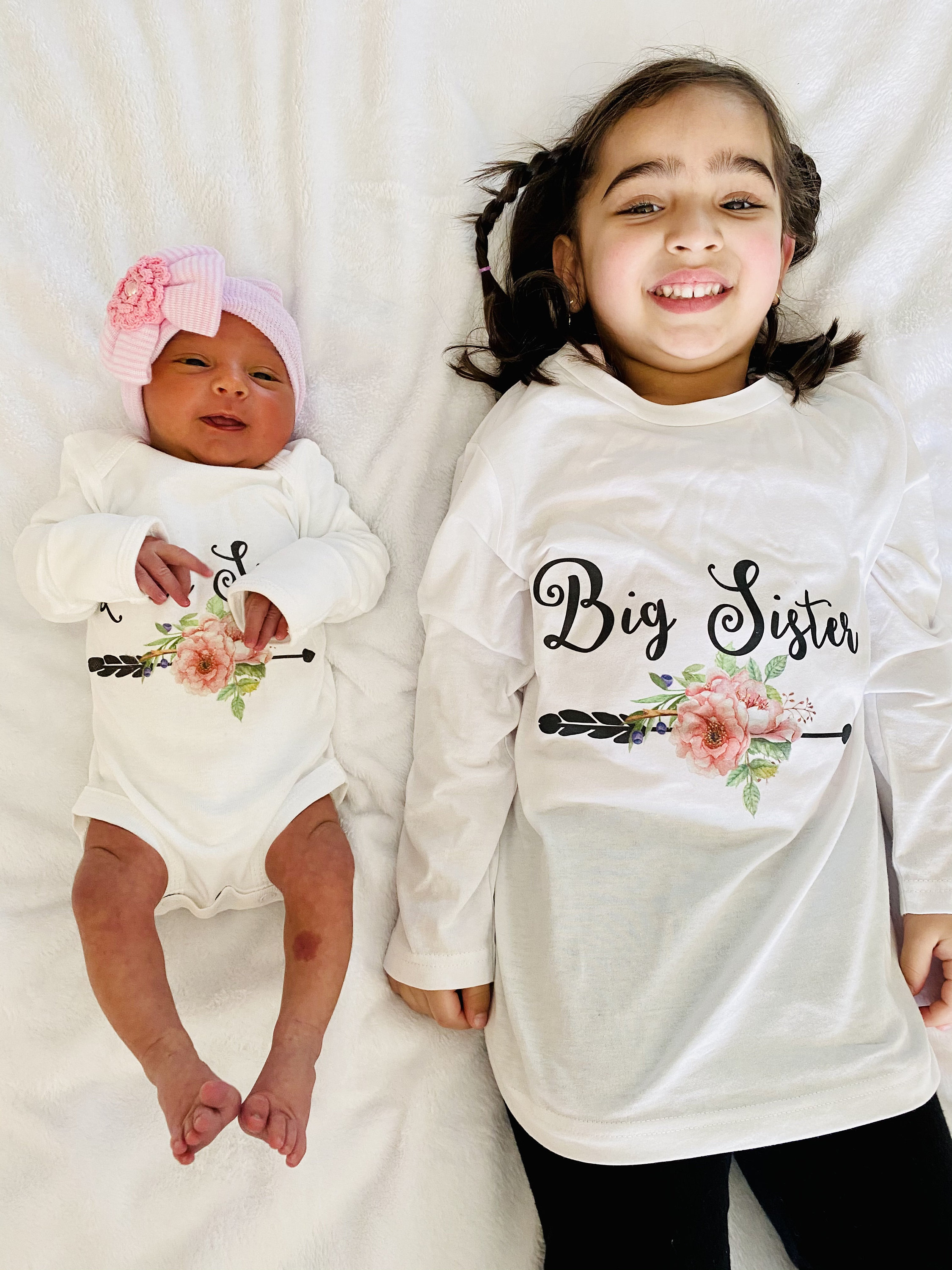 Big sister little sister set named matching sibling set big sister shirt little sister shirt personalization sibling shirts photo props top