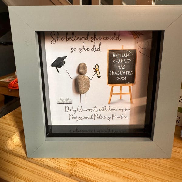 Personalised Graduation Pebble Picture - Framed Graduation Pebble Art ...
