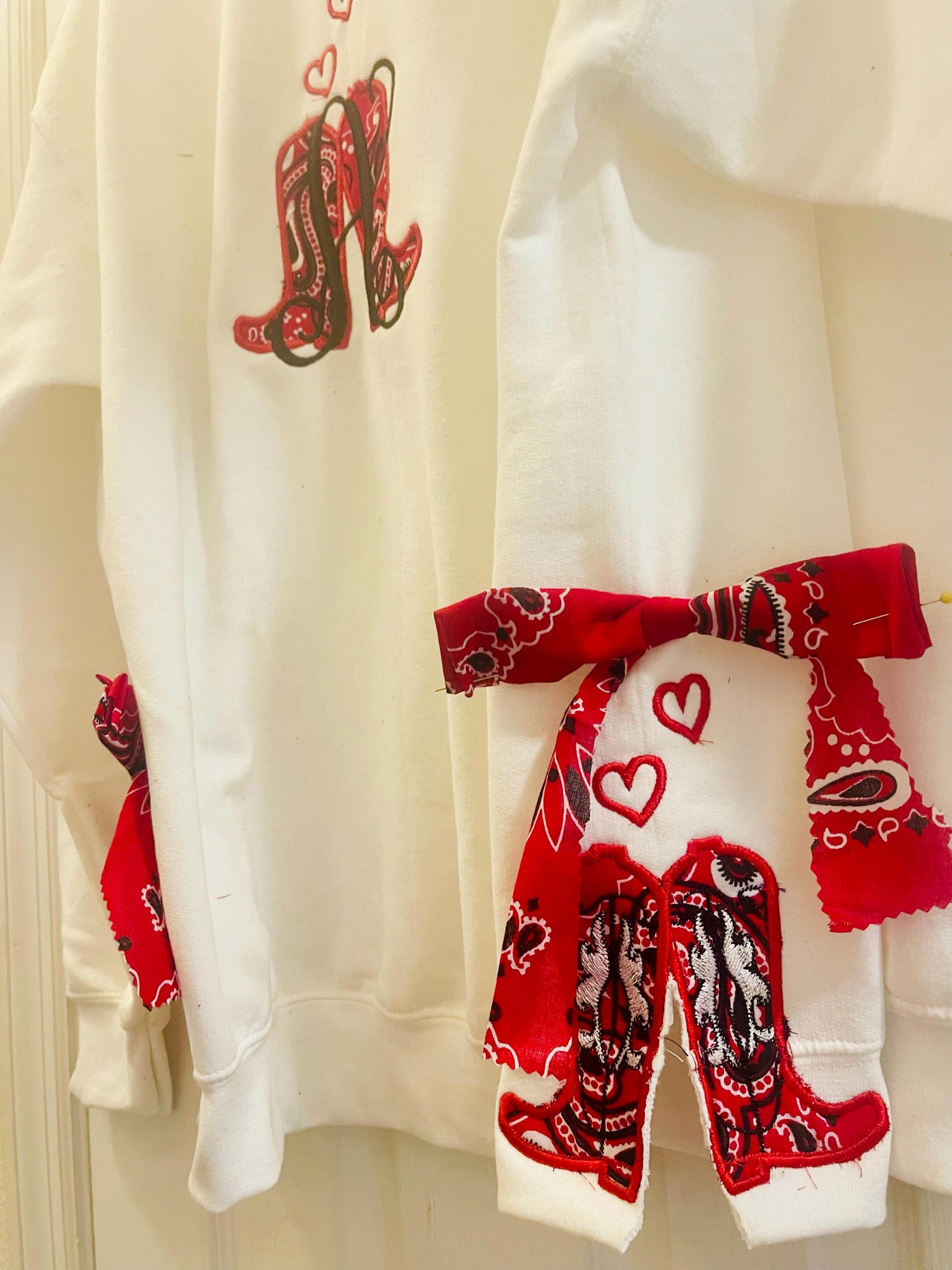 Customer project using Valentine Heart Cowgirl Cowboy Boots embroidery design