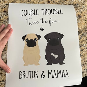 Personalised Pug Print Double Trouble Twice the Fun -  Portugal