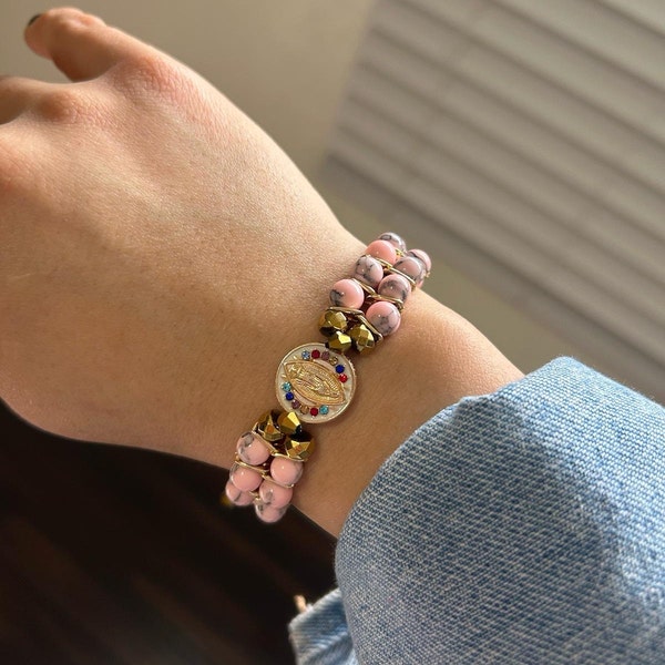 Virgin Mary Blessed Mother Medal Sterling Silver High Polished