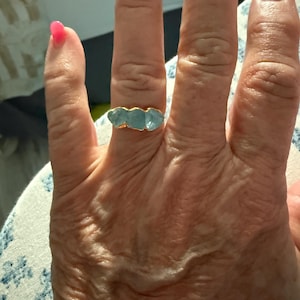 Customer photo from Deborah, Triple Raw Aquamarine Ring in Yellow Gold, Smooth Stones