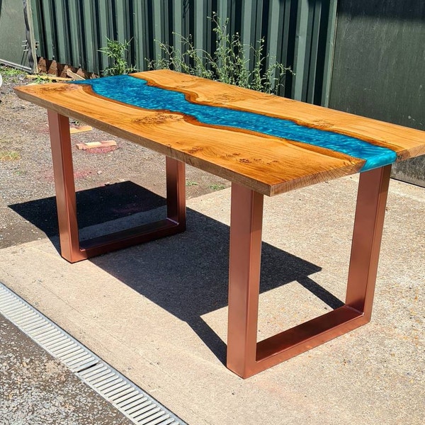 2 Box Section Retro Industrial Steel Metal Dining Table Coffee Bench ...