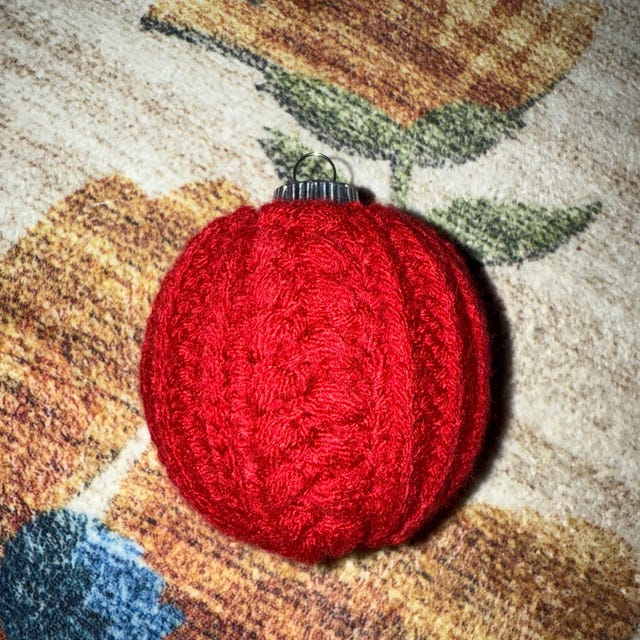 A customer's finished Autumn Wheat Bauble Ornament Crochet Pattern