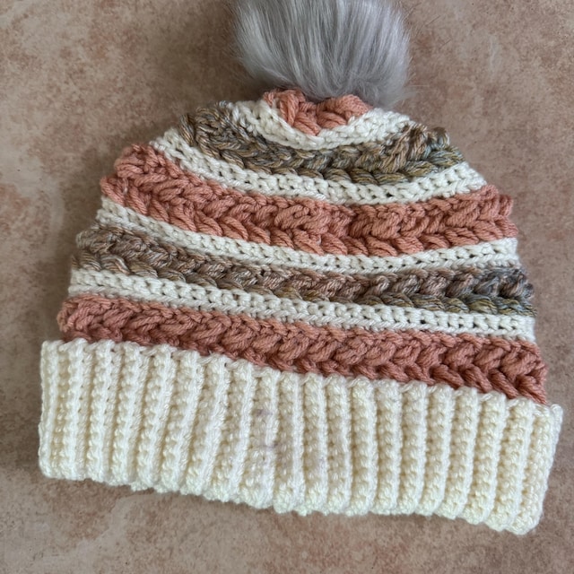 A customer's finished Wheat Stitch Beanie Crochet Pattern