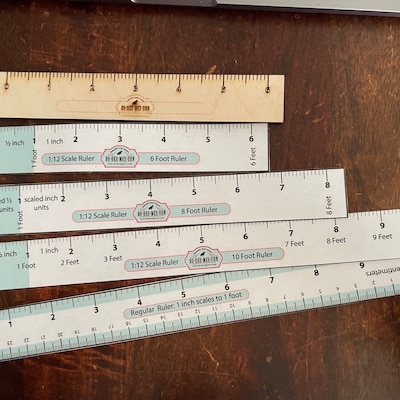 1 to 12 Scale Pretty Rulers. 9 Different Styles. Inches. Scaled 1:12 ...