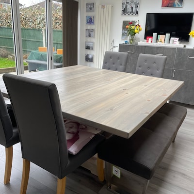 Extra Large 6ft Square Rustic Dining Table With Trestle Style Cross Leg Base, Handmade From ...