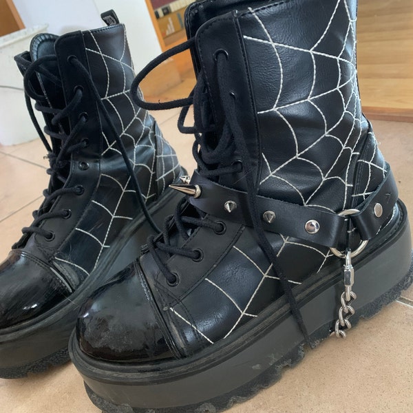 Unisex Spike Leather Bootstrap W/ Chain FREE SHIPPING / SINGLE Boot ...