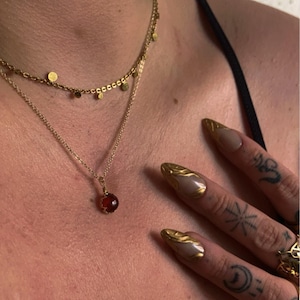 Natural Garnet Necklace,January Birthstone,Garnet Jewelry,Gemstone Necklace,Dainty Gold Necklace for Women,Bridesmaid Gifts,Gift for Her