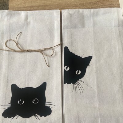 Black Cat Decorative Tea Towel - Etsy