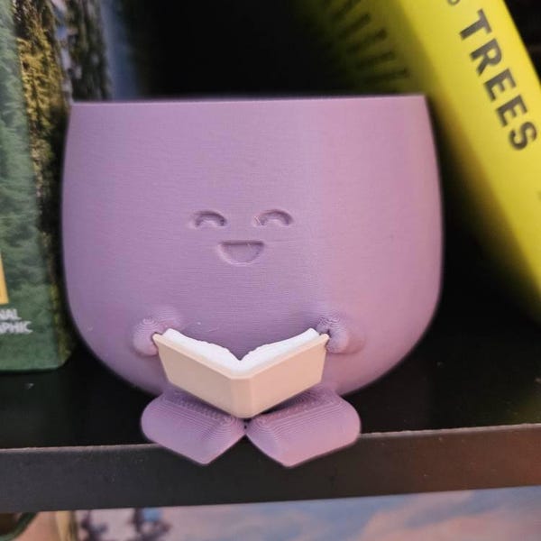 Cute Planter Book, Book Lover Gift, Unique Plant Pot Reading, Indoor ...