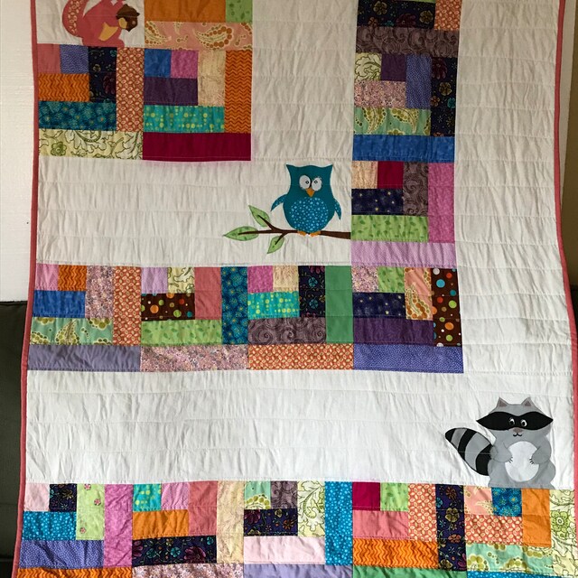 One Big Cabin Baby Quilt Pattern with woodland critters Owl Etsy